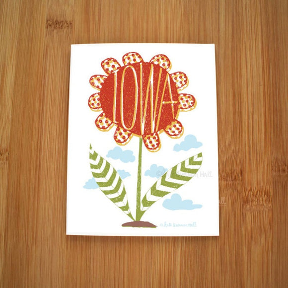 Iowa Red Flower Card by Kate Brennan Hall