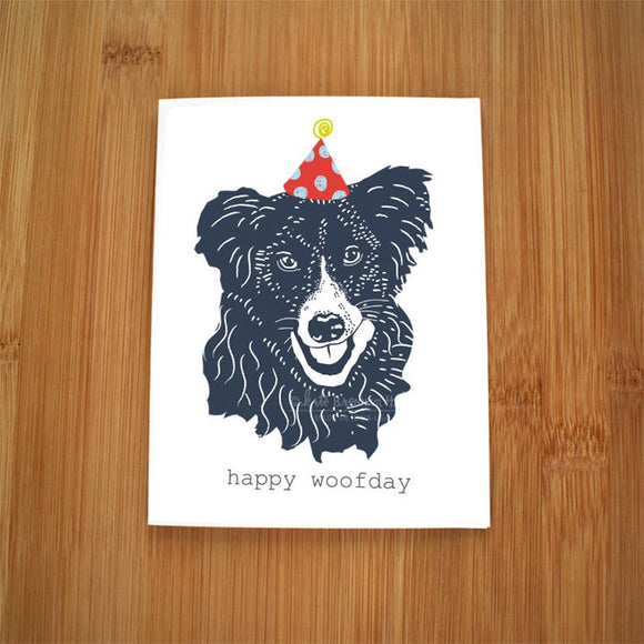 Happy Woofday Border Collie Card by Kate Brennan Hall