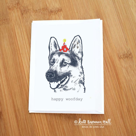 Happy Woofday German Shepherd Card by Kate Brennan Hall