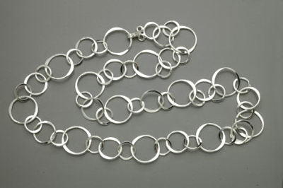 Heavy Hammered Circle Chain Necklace by Thomas Kuhner