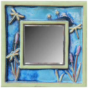 Dragonfly Contemplation Mirror Tile by Parran Collery