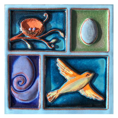 Nests and Birds Wings Wide Tile by Parran Collery