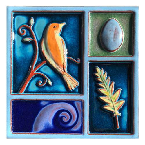 Nests and Birds with Fern Tile by Parran Collery