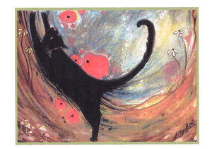 Black Cat Greeting Card by Liza Paizis
