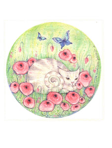 Flower Cat Greeting Card by Liza Paizis