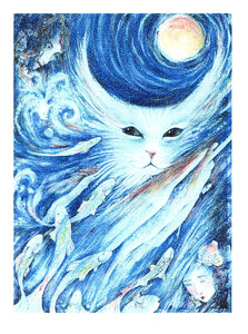 Cat's Dreamland Greeting Card by Liza Paizis