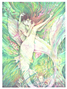The Mermaid and the Sailor Greeting Card by Liza Paizis