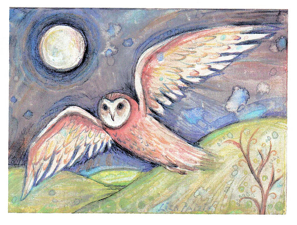 Owl Flight Greeting Card by Liza Paizis