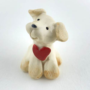 Yellow Lab Dog with Heart "Puppy Love" Ceramic "Little Guy" by Cindy Pacileo