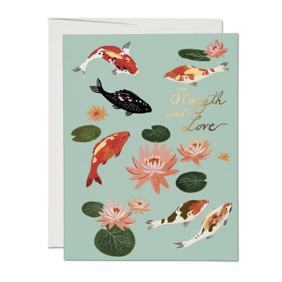 Koi Fish Strength and Love Greeting Card from Red Cap Cards