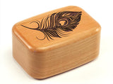 Peacock Feather with Heart 3" Tall Wide Secret Box by Heartwood Creations