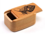 Peacock Feather with Heart 3" Tall Wide Secret Box by Heartwood Creations