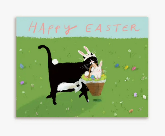 Easter Egg Hunt Cat Greeting Card by Jamie Shelman