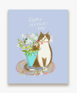 Mother's Day Flowers in Vase Cat Greeting Card by Jamie Shelman