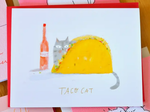 Taco Cat Greeting Card by Jamie Shelman