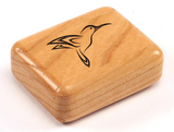 Stylized Hummingbird 2” Flat Narrow Secret Box by Heartwood Creations