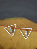 Triangle Stud Earrings with Chevron Beads by Brianna Kenyon