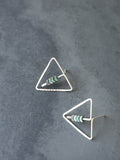 Triangle Stud Earrings with Chevron Beads by Brianna Kenyon
