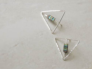 Triangle Stud Earrings with Chevron Beads by Brianna Kenyon