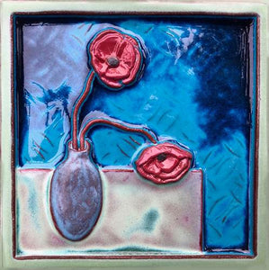 Still Life Poppy Tile by Parran Collery