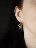 Deco Triangle Drop Earrings with Yellow Mookaite Jasper by Brianna Kenyon