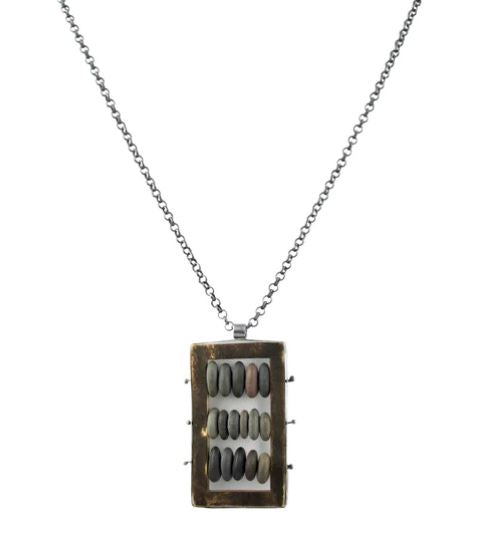 Wood Abacus Rock Necklace by Jennifer Nunnelee