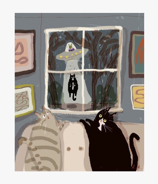The Abduction Cat Print by Jamie Shelman
