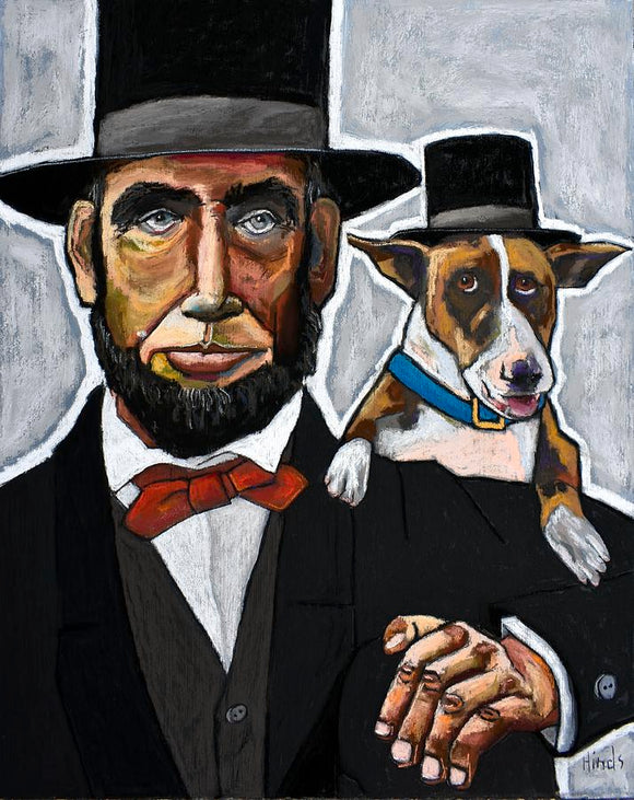 Abraham Lincoln With His Dog Blank Greeting Card by David Hinds