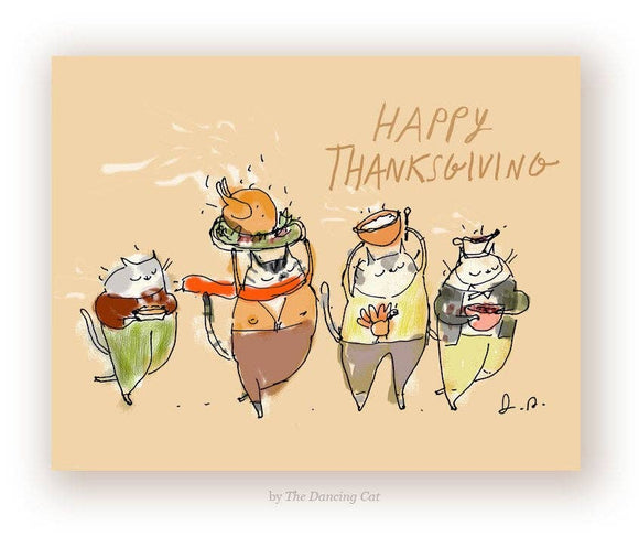 Thanksgiving Cat Greeting Card by Jamie Shelman