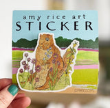 Flower Farm Beaver Sticker by Amy Rice