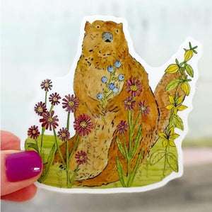 Flower Farm Beaver Sticker by Amy Rice