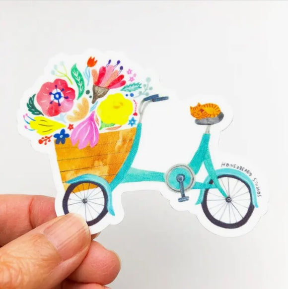 Bicycle and Flowers Sticker by Honeyberry Studios