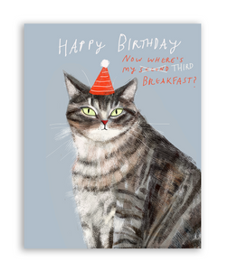 Birthday Breakfast Cat Greeting Card by Jamie Shelman