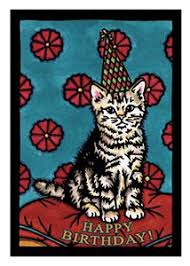 Birthday Kitten Greeting Card by Sarah Angst