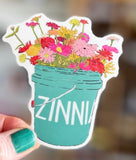 Bucket of Zinnias Sticker by Amy Rice