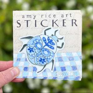 Delft Blue Bug Sticker by Amy Rice