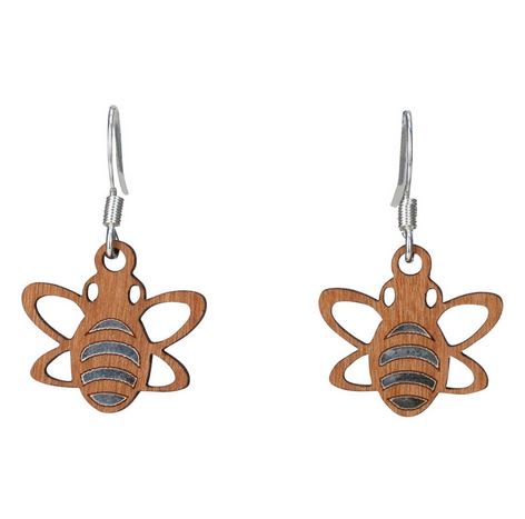 Twig Bumblebee Lasercut Wood Earrings by Woodcutts