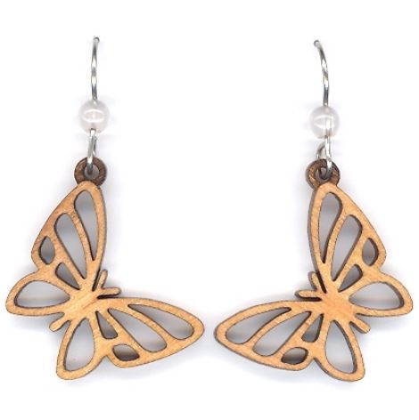 Natural Harmony Butterfly Lasercut Wood Earrings by Woodcutts