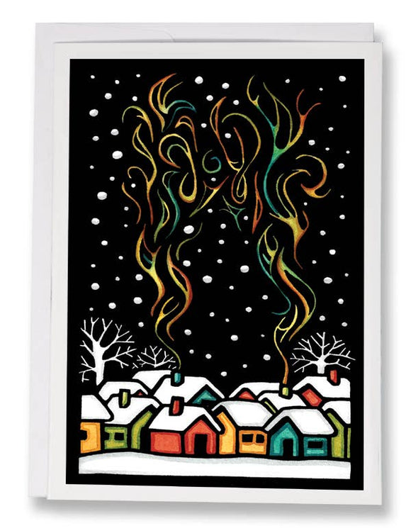 Winter Cabins Greeting Card by Sarah Angst