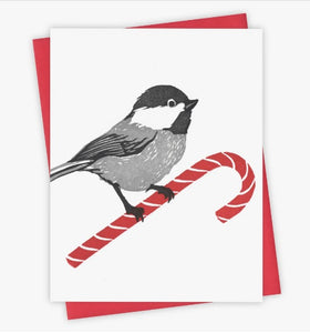 Candy Cane Chickadee Card by Burdock & Bramble