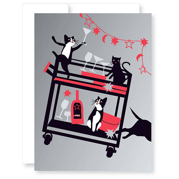New Year Crazy Cats Greeting Card from Great Arrow Cards