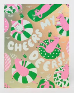 Cheers Deers Greeting Card by Egg Press Manufacturing