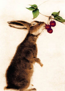 Rabbit with Cherries Blank Card from Artists to Watch