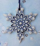 Snowflake I Ceramic Ornament by Mary DeCaprio