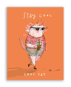 Stay Cool Cat Greeting Card by Jamie Shelman