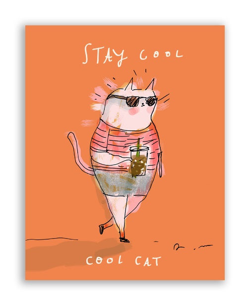 Stay Cool Cat Greeting Card by Jamie Shelman