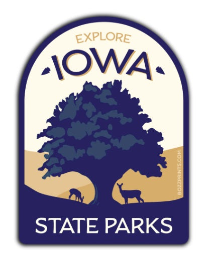 Explore Iowa State Parks Crest Sticker by Bozz Prints