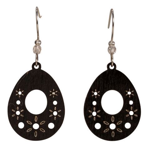 Blooms Daisy Open Circle Lasercut Wood Earrings by Woodcutts