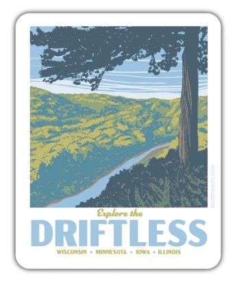 Explore The Driftless Sticker by Bozz Prints