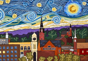 Starry Night Over Dubuque Blank Greeting Card by David Hinds